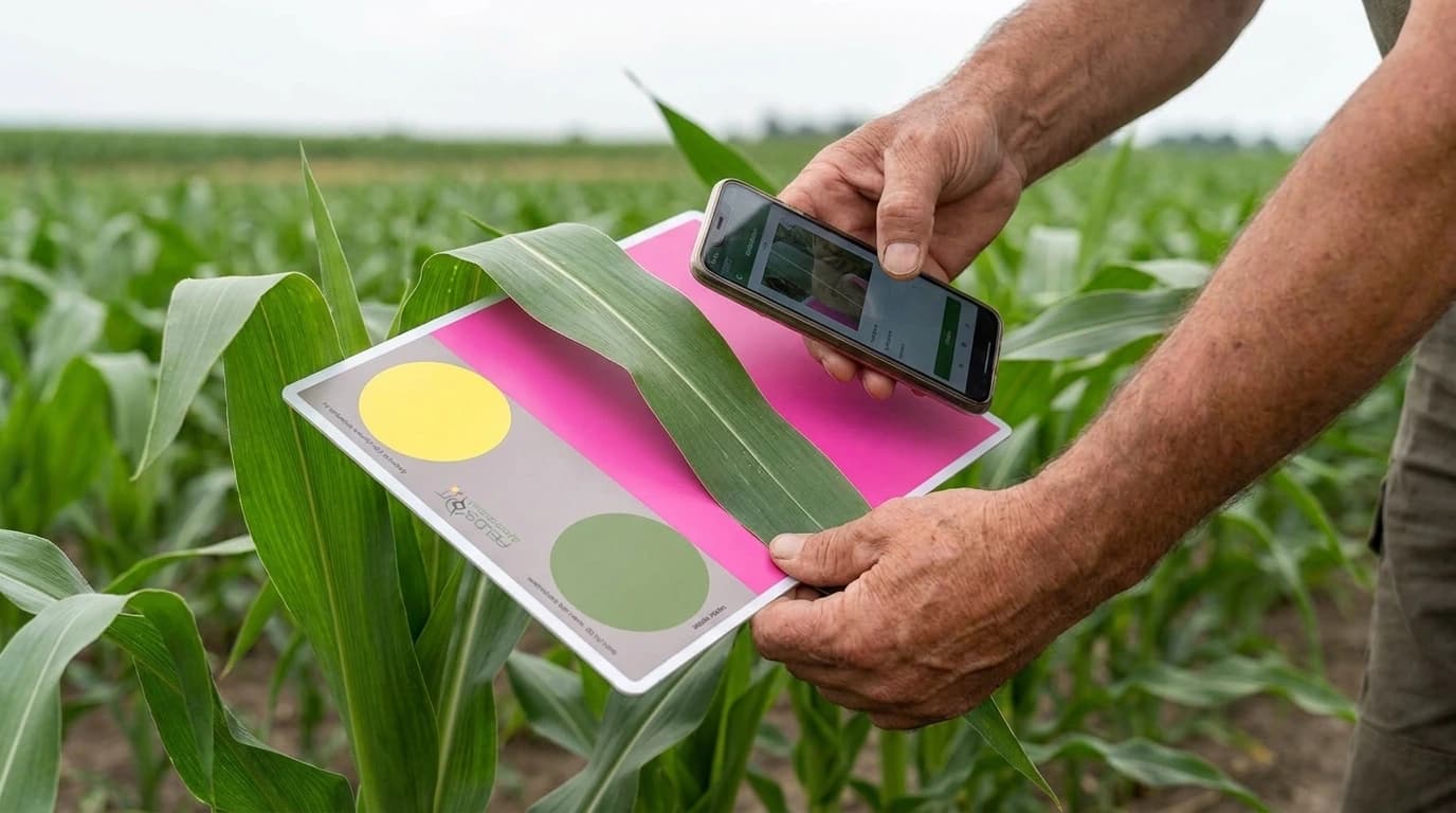 FieldScout GreenIndex + – Nitrogénkijuttatás okosan, egyszerűen, okostelefonnal – használat közben, AI-generált kép