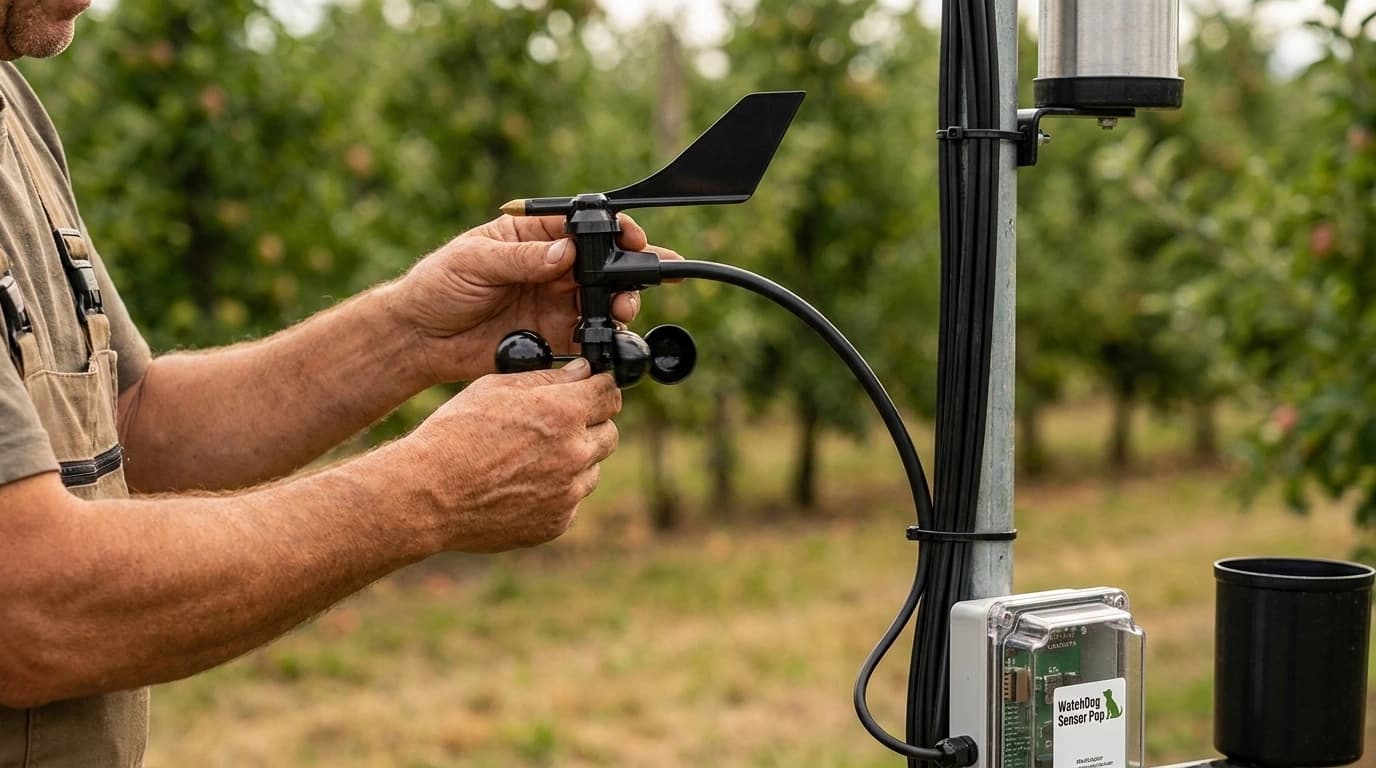 WatchDog digitális szélmérő Sensor Pup adatgyűjtőhöz – használat közben, AI-generált kép