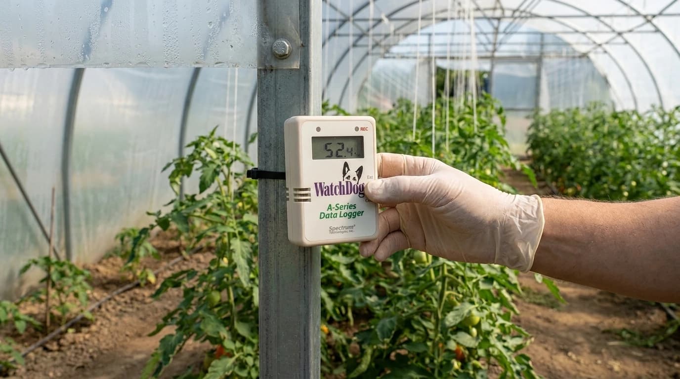 WatchDog A150 – hőmérséklet- és páratartalom-mérő adatgyűjtő – használat közben, AI-generált kép