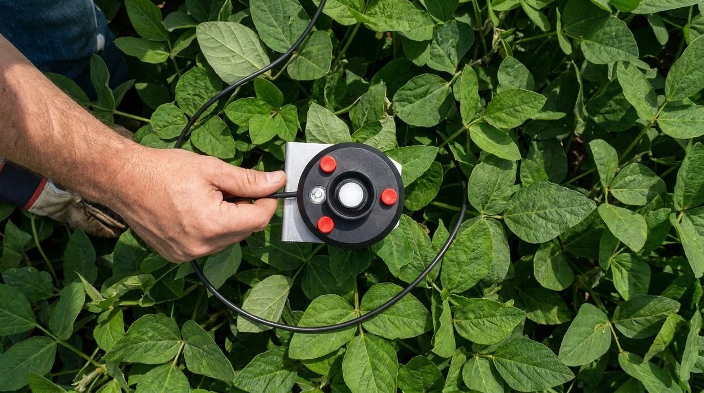 LightScout teljes spektrumú PAR-fényszenzor – WatchDog állomásokhoz – használat közben, AI-generált kép