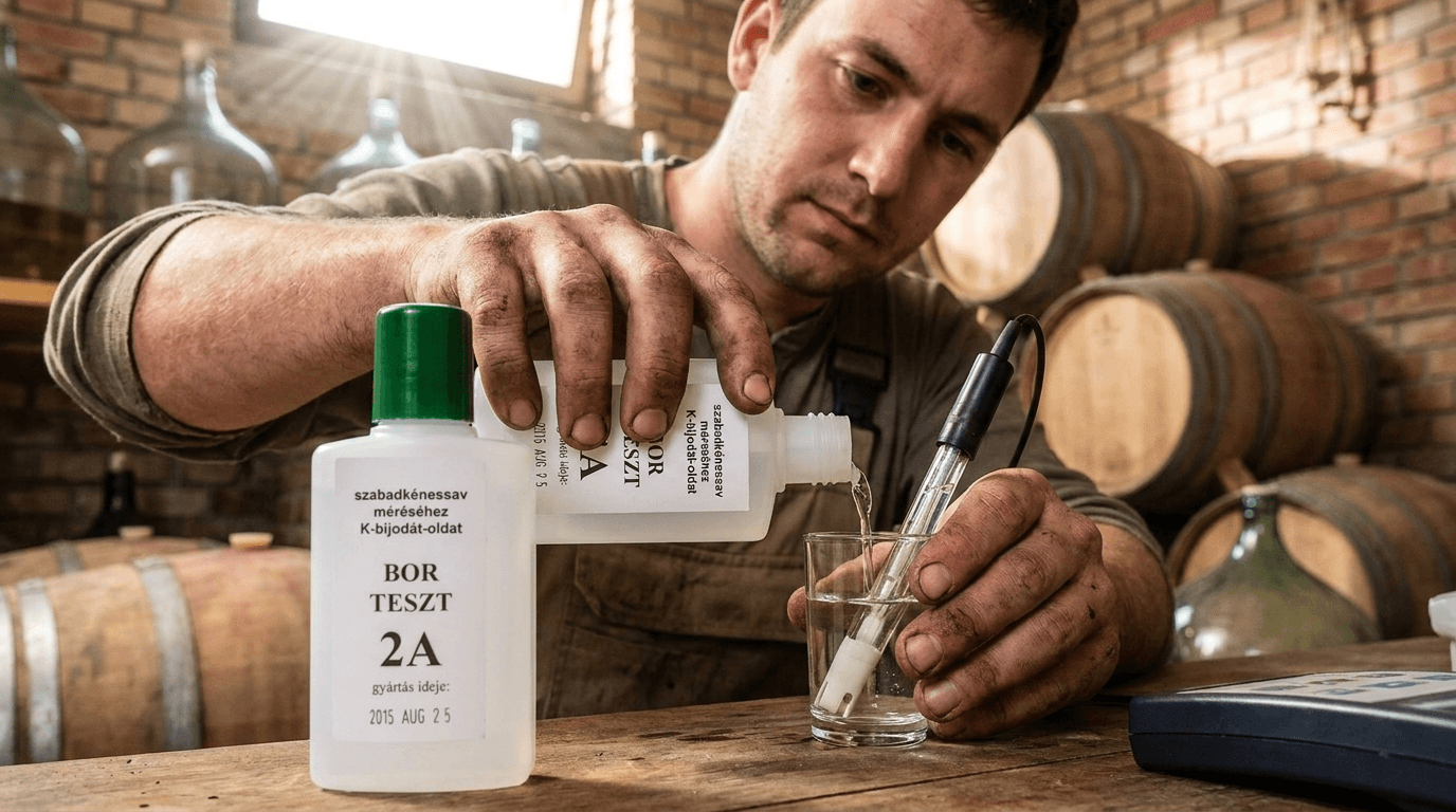 Bor-teszt 2A – Kálium-biodát oldat 100 ml (szabadkénes sav meghatározáshoz) – használatban (1)