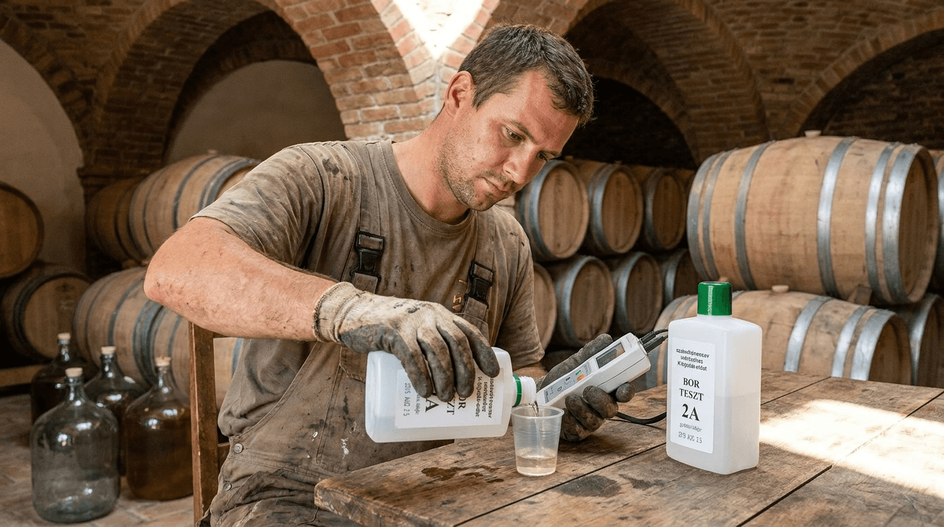 Bor-teszt 2A – Kálium-biodát oldat 100 ml (szabadkénes sav meghatározáshoz) – használatban (2)
