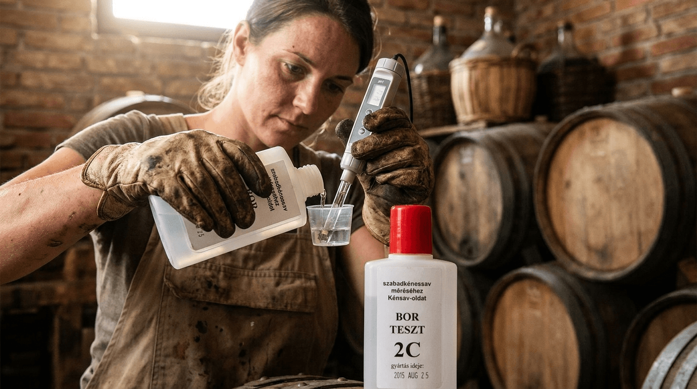 Bor-teszt 2C – Kénsav oldat 100 ml (szabadkénessav-vizsgálathoz) – használatban (1)