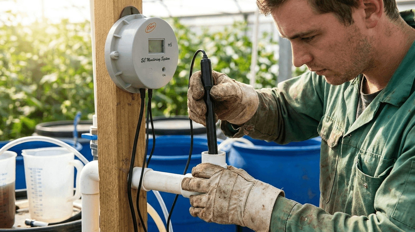 ECO‑406 folyamatos EC‑monitor szonda+adapter+kalibráló oldattal – használatban (1)