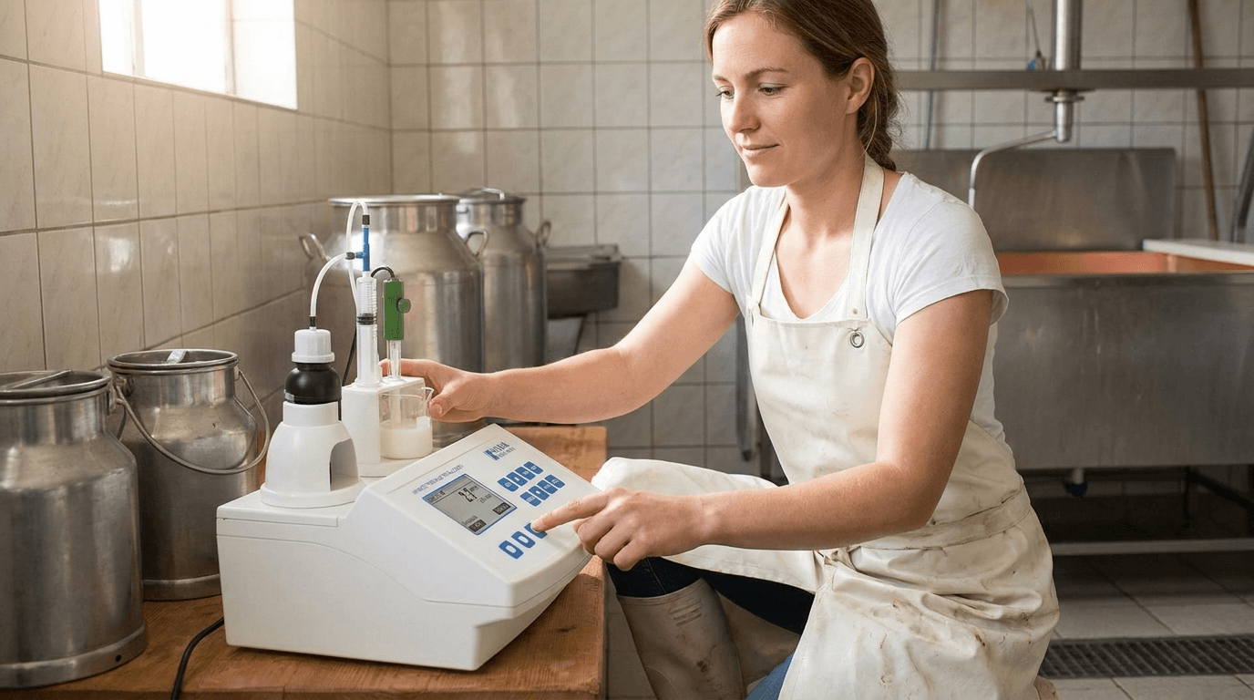 HI 84529 Minititrátor – profi savtartalom-mérés tejtermékekhez laborpontossággal – használatban (2)