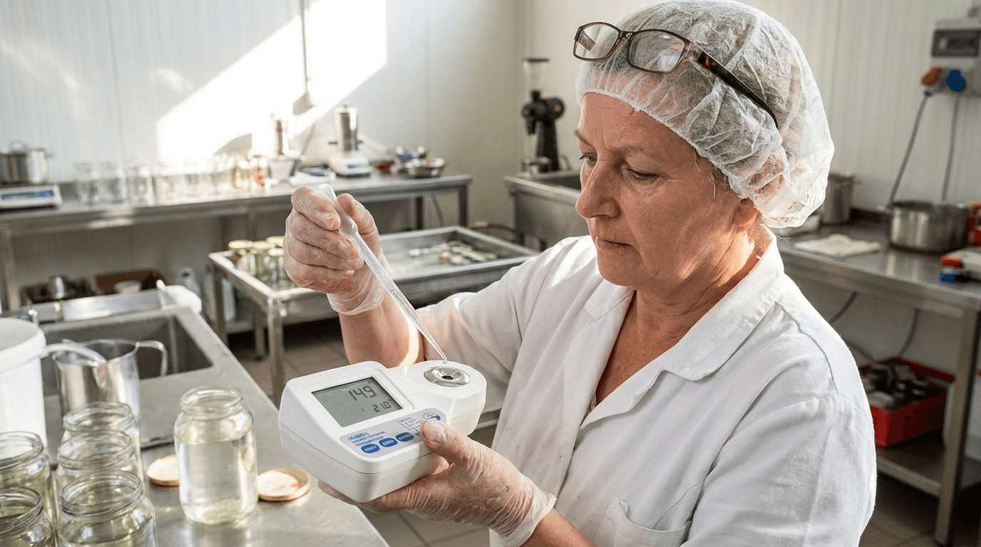 HI 96821 – Digitális élelmiszeripari refraktométer pontos sótartalom-méréshez – használatban (2)