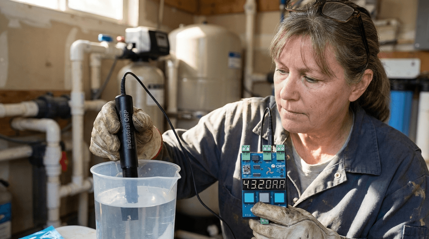 Víztisztítási ORP (redox) mérő – ipari, SCADA-kompatibilis – használatban (1)