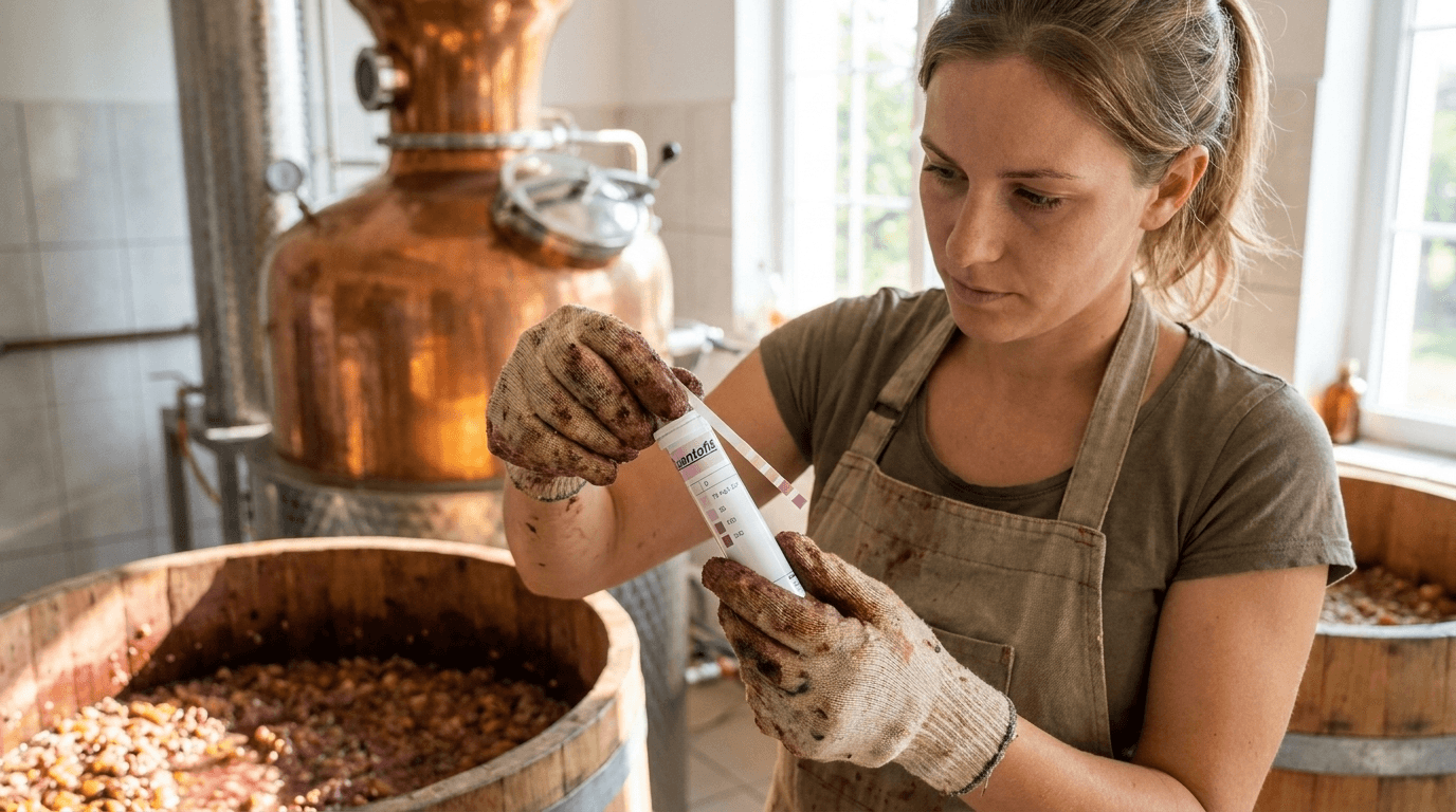 QUANTOFIX® 91304 rézteszt – gyors pálinkavizsgálat 100 mérésre, rézüzemekhez kötelező – használatban (2)
