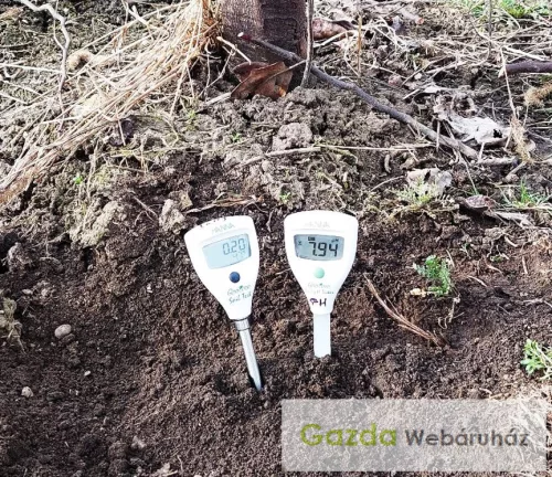 Professzionális szúróelektródás pH és EC mérő készlet kalibráló oldatokkal és gazdáknak szóló kézikönyvvel