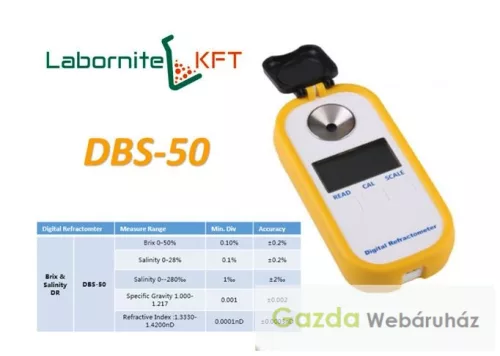 DBS-50 digitális refraktométer – sótartalom, BRIX, fajsúly és RI egyetlen műszerben