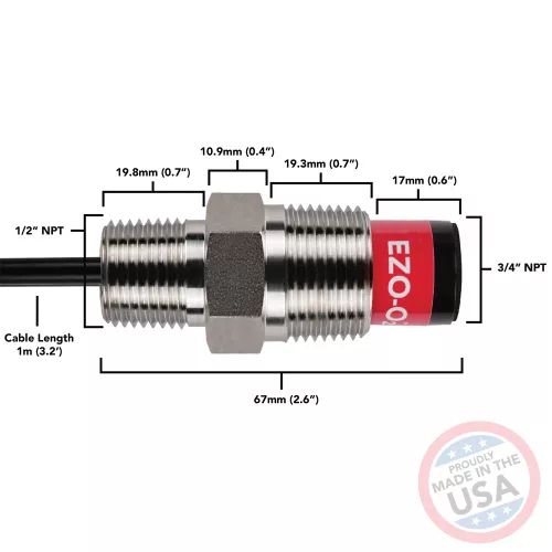 Ipari oxigén (O2) szenzor – rozsdamentes acél, 0–42%