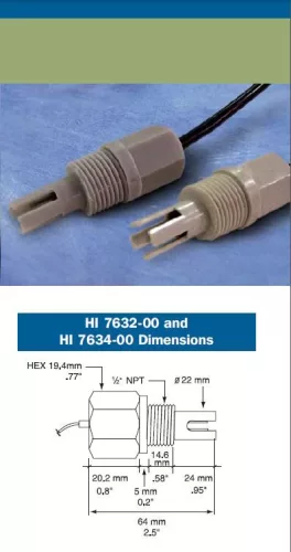 HI7632-00 EC szonda – Pontos vezetőképesség-mérés BL983317 kontrollerhez