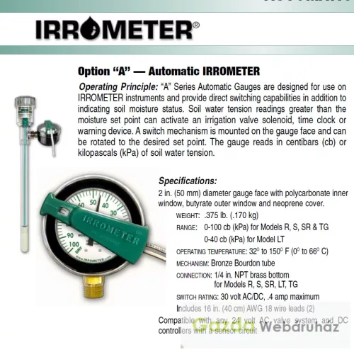IRROMÉTER IR-LT-30-S – Okos tenziométer automatikus öntözésvezérléshez