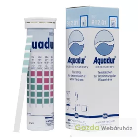   AQUADUR vízkeménység-tesztcsík – 100 mérés, 1 perc alatt, 0–25°dH-ig