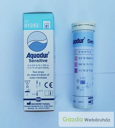 AQUADUR Sensitive vízkeménység-tesztcsík – precíz, alacsony tartomány, gyors eredmény